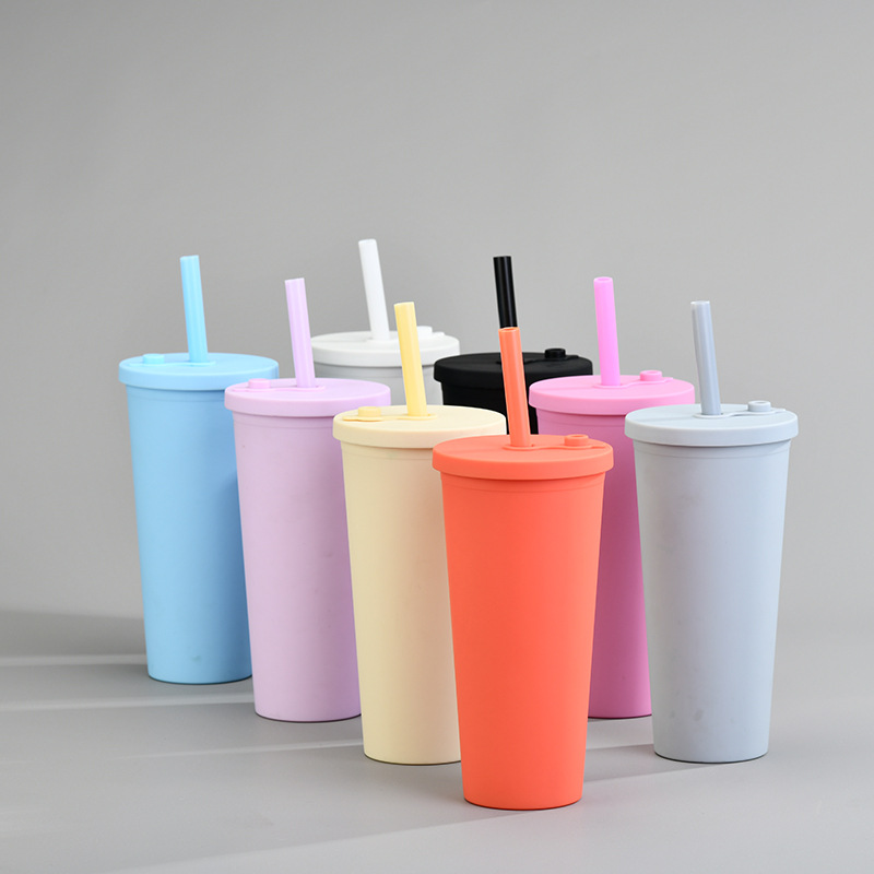 Double-layer Plastic Big Hole Straw Cup With Milk Tea Cup Water Cup display picture 6