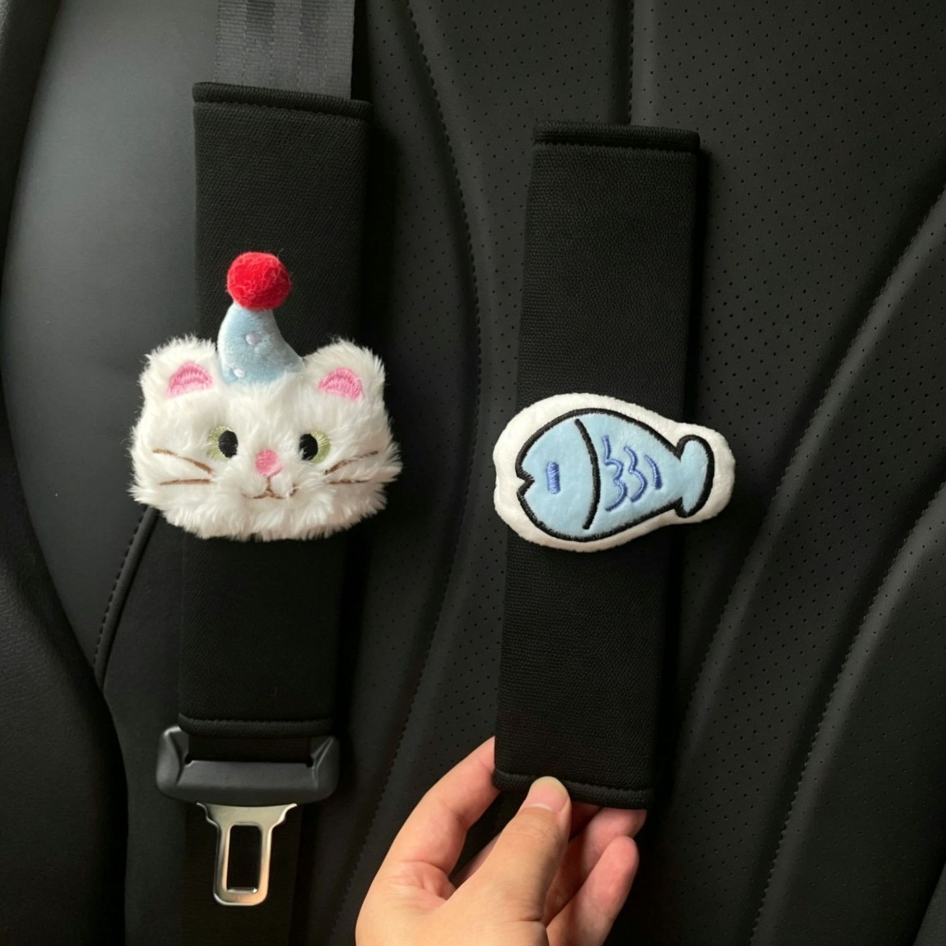 Cute Little Fish Car Seatbelt Shoulder Pad Cartoon Cat Short Style Car Seatbelt Protector Car Interior Decoration