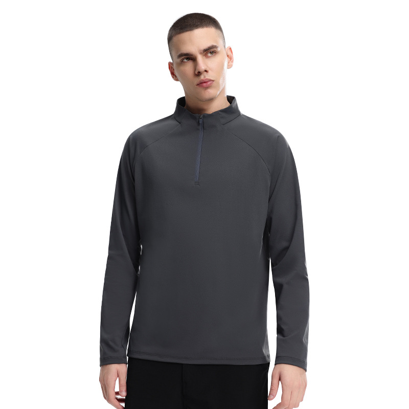 Men's Semi-zipper Sports Quick-drying Sweater Stand-up Collar Fitness Suit_voghion.com