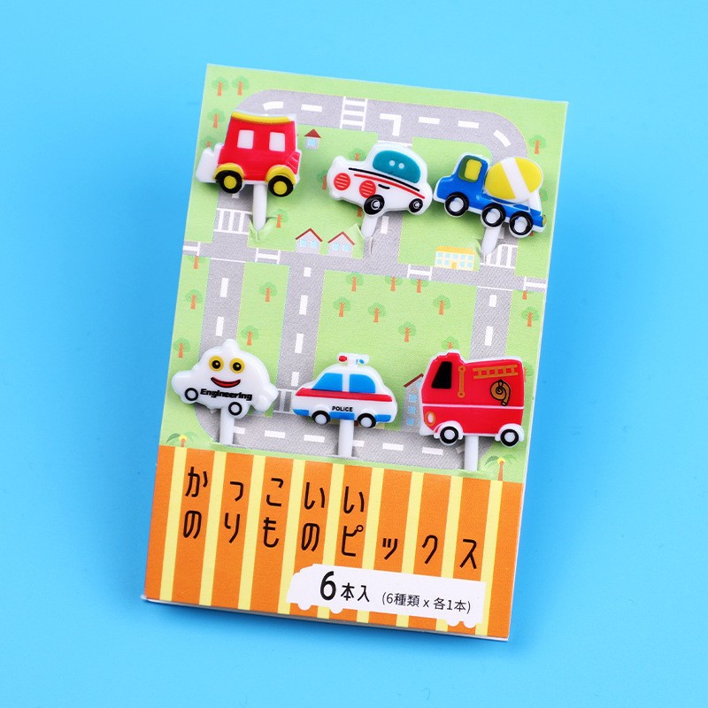 Cartoon japonés encantador tenedor de fruta transfronterizo venta caliente stick de fruta creativa decoración mini tenedor de fruta al por mayor