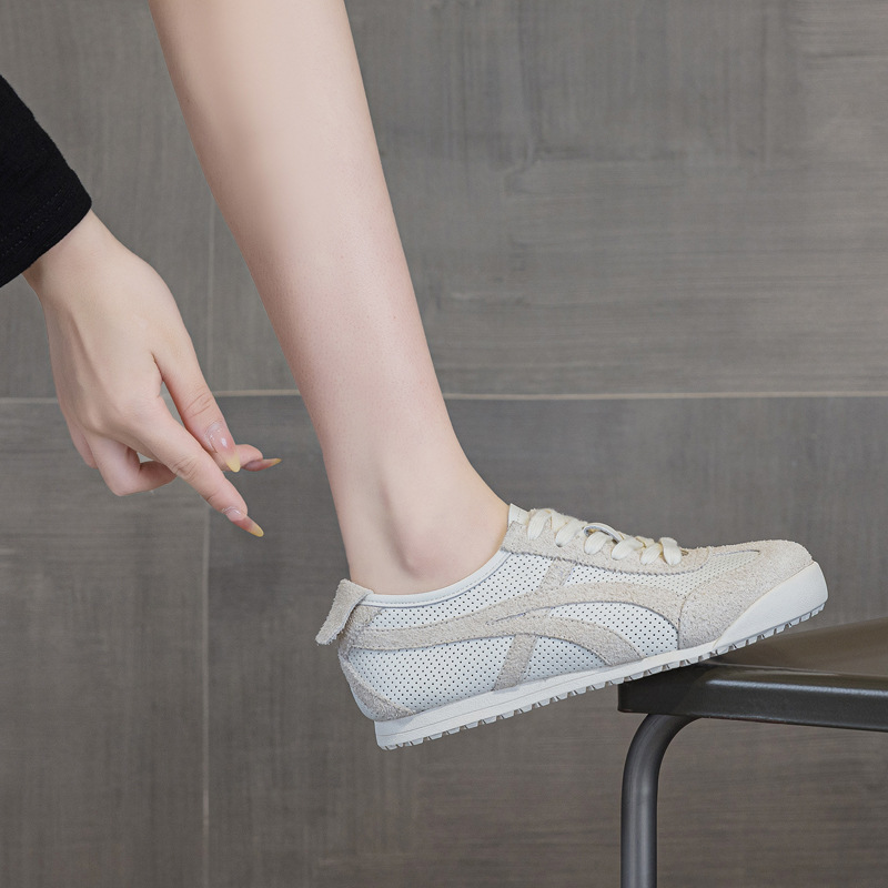 显脚小德训鞋女2025秋真皮透气轻便阿甘鞋软底大码运动休闲小白鞋|undefined