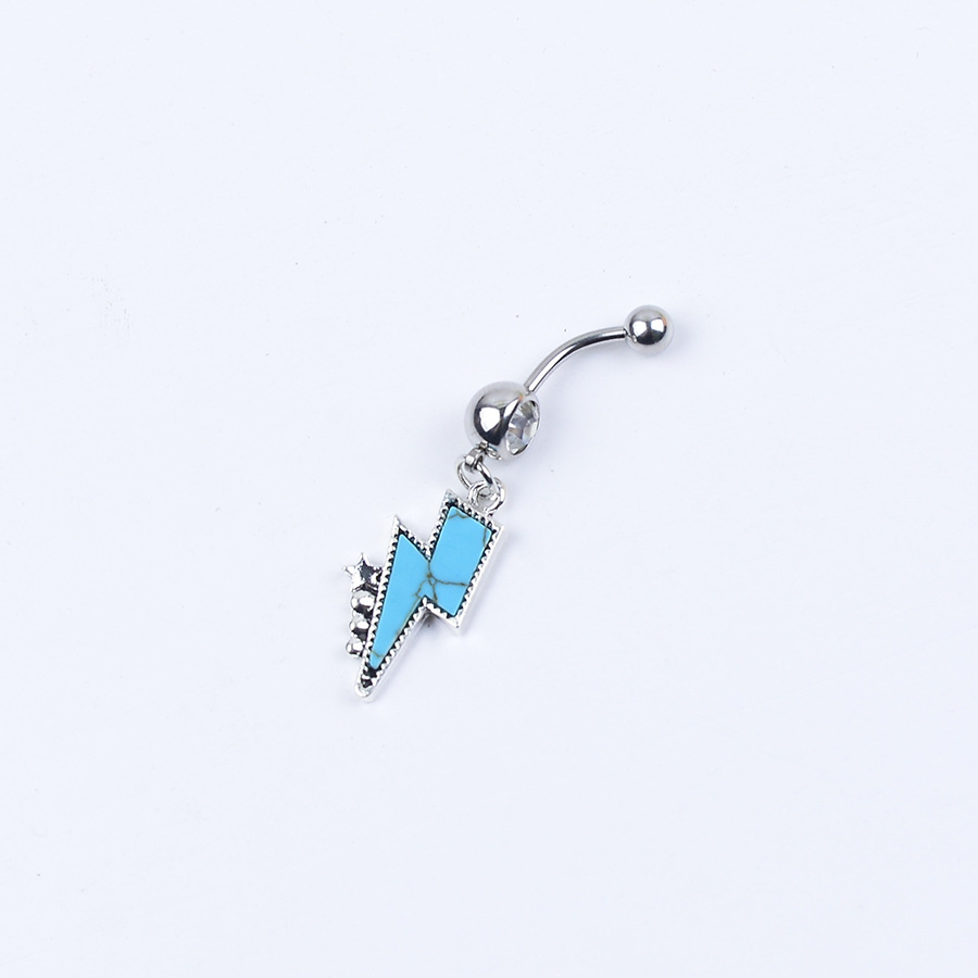 Turquoise Piercing Navel Ring Creative Retro Bullhead Cactus Style_voghion.com