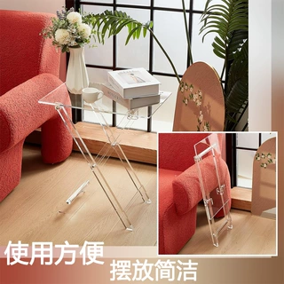 透明可折叠亚克力桌子家用边几餐桌阳台客厅小咖啡桌亚克力茶几