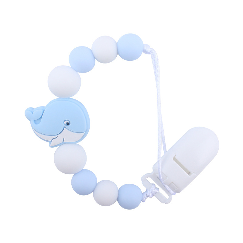Bebés calmar la cadena de tetas creativas bebés dibujos animados animales ballenas de silicona mordida de dientes molares anti-caída cadena nueva