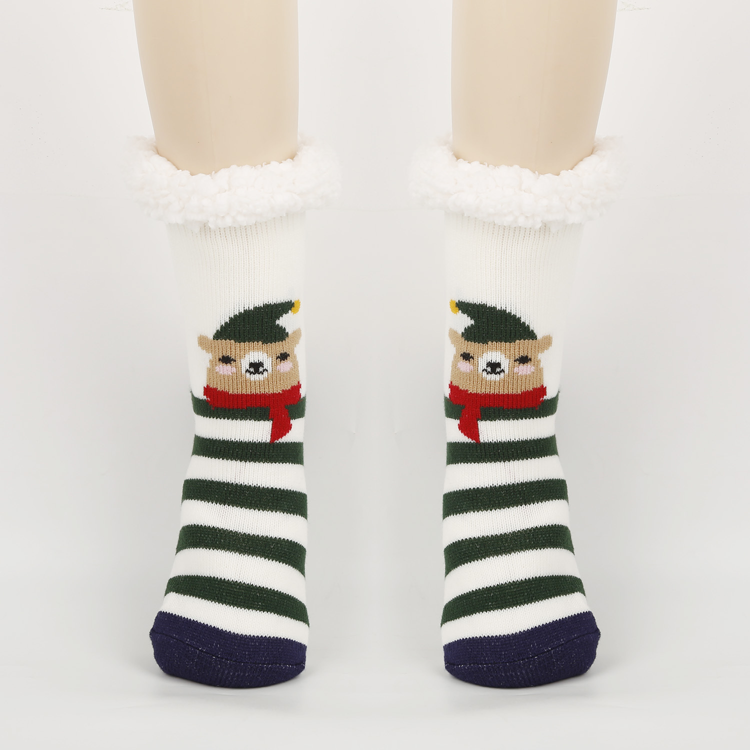 Calcetines de Navidad calcetines de piso de otoño e invierno para mujer calcetines de nieve engrosados forrados de lana calcetines de sueño en casa calcetines de alfombra