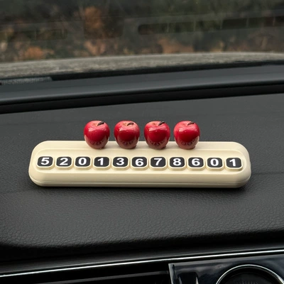 Moving Car, High-End Car Phone | Nömrəli dayanma kartı - 4-glossy-small-apples-white-large-number-parking-sign