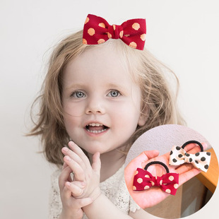 Autumn and Winter Wave Dot Bow Hairpin Girl Stylish Baby Top Clip Side Clip Princess Shui Yu Dot Hair Rope Rubber Band Hair Ring
