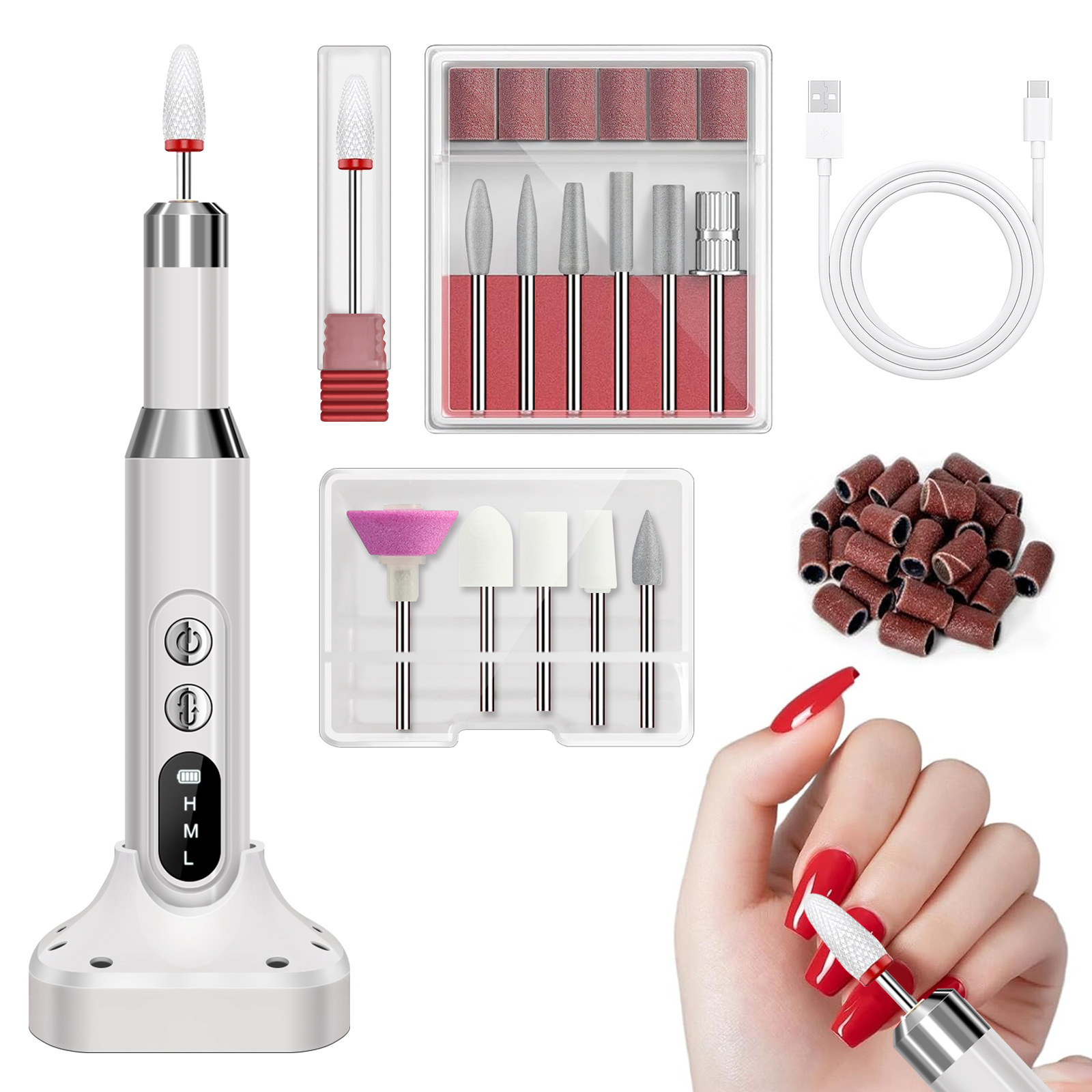 New Cross-Border Nail Polishing Machine, Electric Adjustable Speed Pen-Type Grinder, Mini Portable Nail Remover and Polisher
