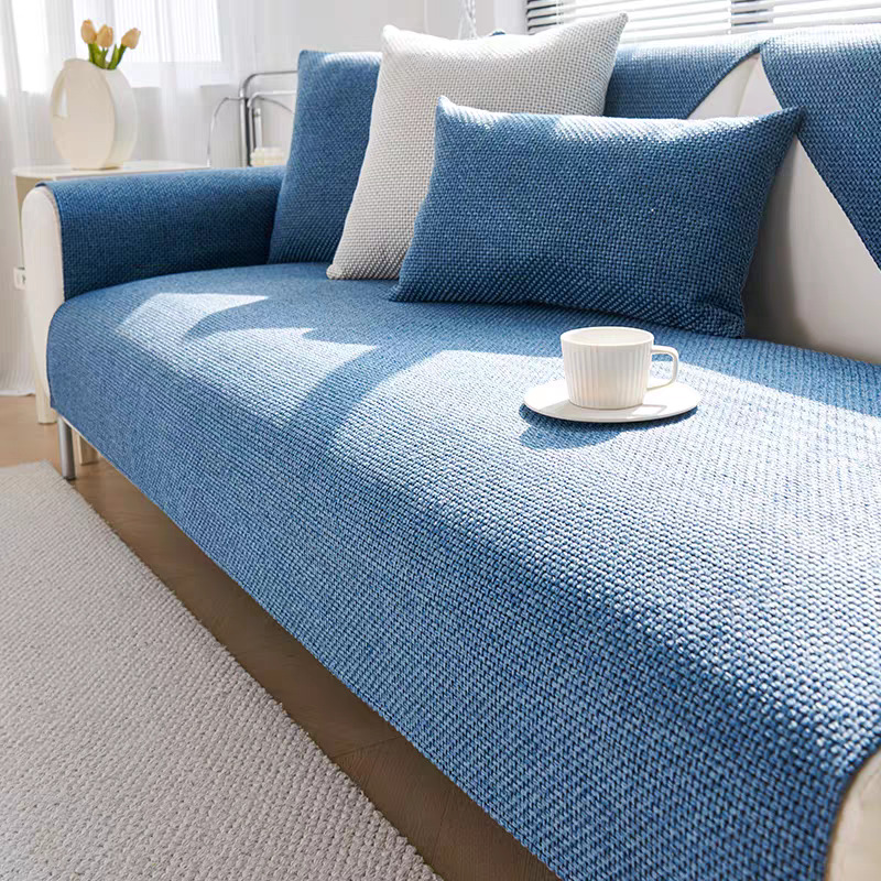 Cotton woven non-slip sofa cushion wholesale Four Seasons universal cotton and linen cushion solid color simple sofa towel foreign trade