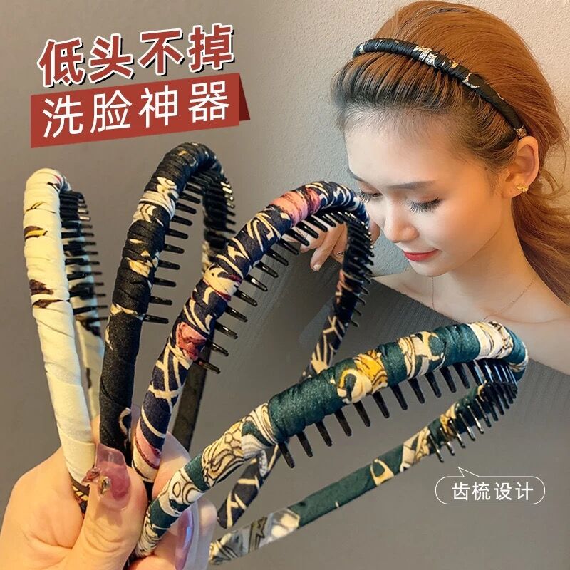 Korean Style Fabric Hairband Internet Celebrity Floral Comb Head Buckle Hairpin Hand-Wrapped Cloth All-Inclusive Toothed Hair Headband