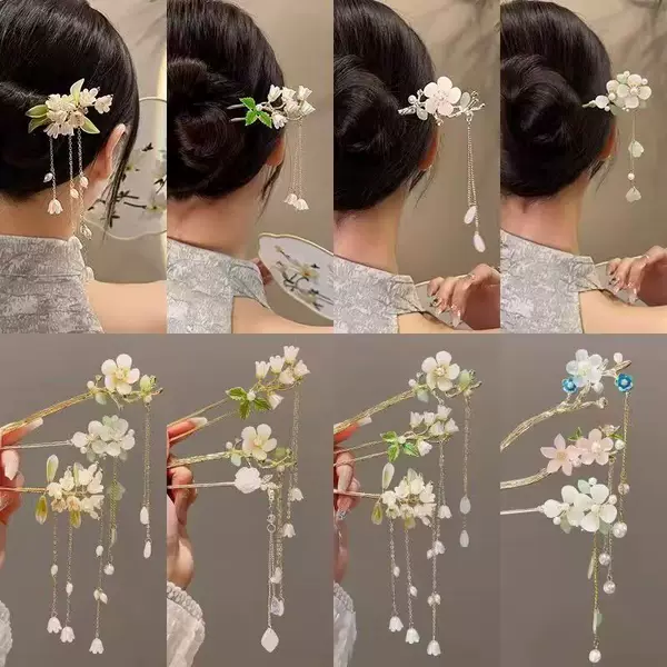 Ancient Style Tassel Flower Hairpin for Women, High-End and Versatile Han Dynasty Hairpin, Hairpin on the Back of the Head, Hairpin Headdress