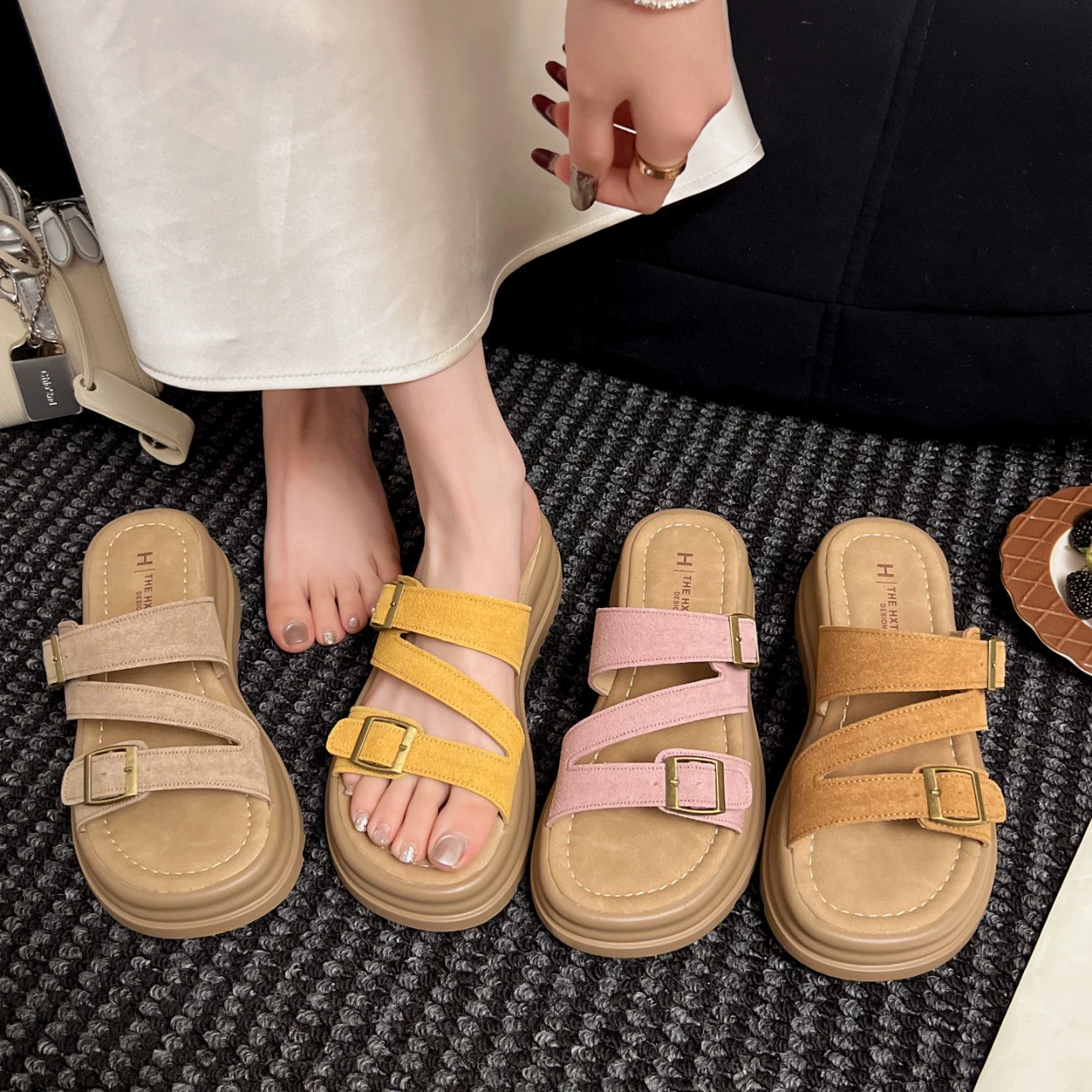 Женские летние ретро-тапочки на толстой подошве Boken 2025, универсальные, мягкие, пляжная обувь, дропшипинг