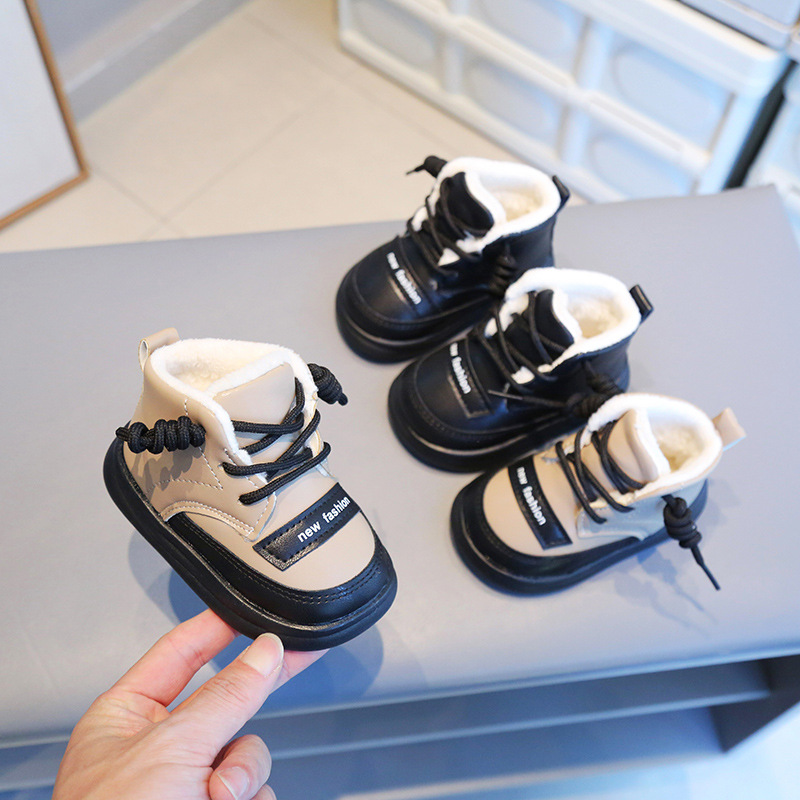 Winter cotton baby shoes fleece-lined thick snow boots cotton shoes men and women baby shoes small children's shoes waterproof fashion version