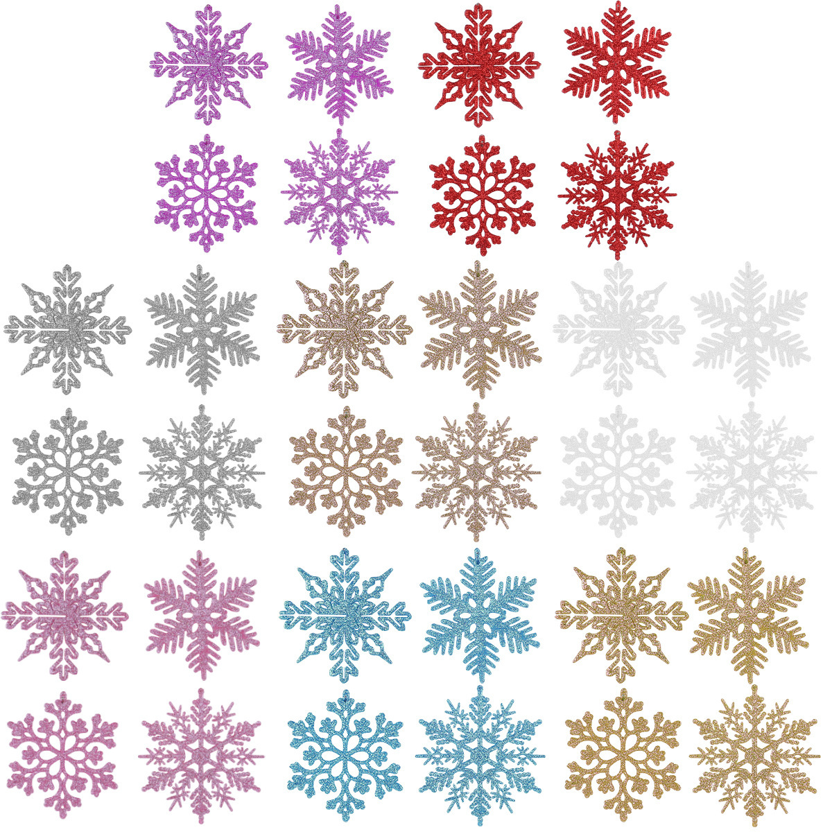 Decoraciones de Navidad 10CM flocos de nieve polvo de plástico flocos de nieve decoración árbol de Navidad colgante de nieve hueco