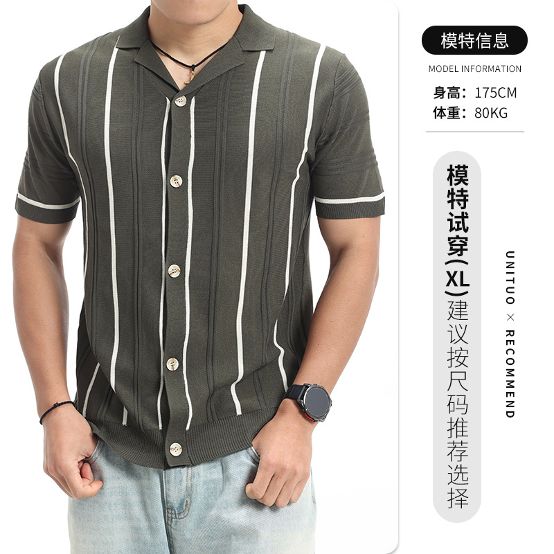 Nueva camiseta de hielo de punto polo de manga corta para hombres de verano de negocios con cuello casual camiseta de hombre camiseta de hombre
