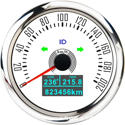 85mm GPS speedometer odometer speedometer automobile instrument - silver-edge-white-0-200-kmh