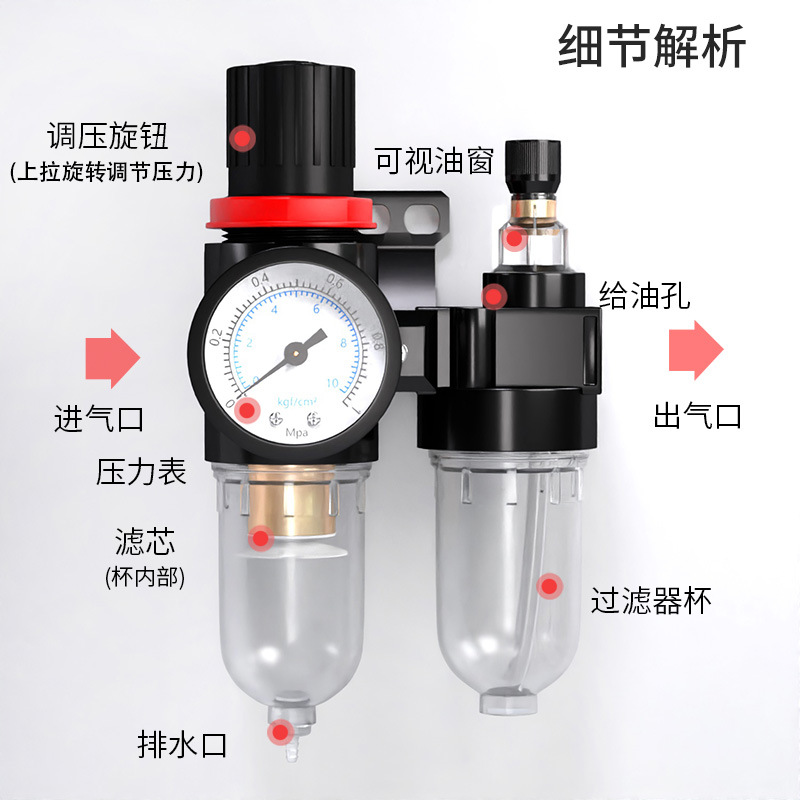 AFC油水分离器自动排水AFR空气过滤器调减压阀AL油雾器二联件