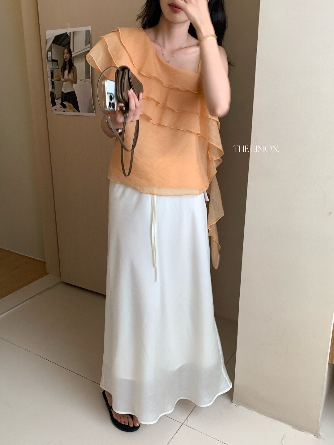 Chân váy chữ A nữ dài mắt cá buộc dây phong cách thư giãn — màu đen, Màu cà phê, xanh lá cây, màu mơ chi tiết 18