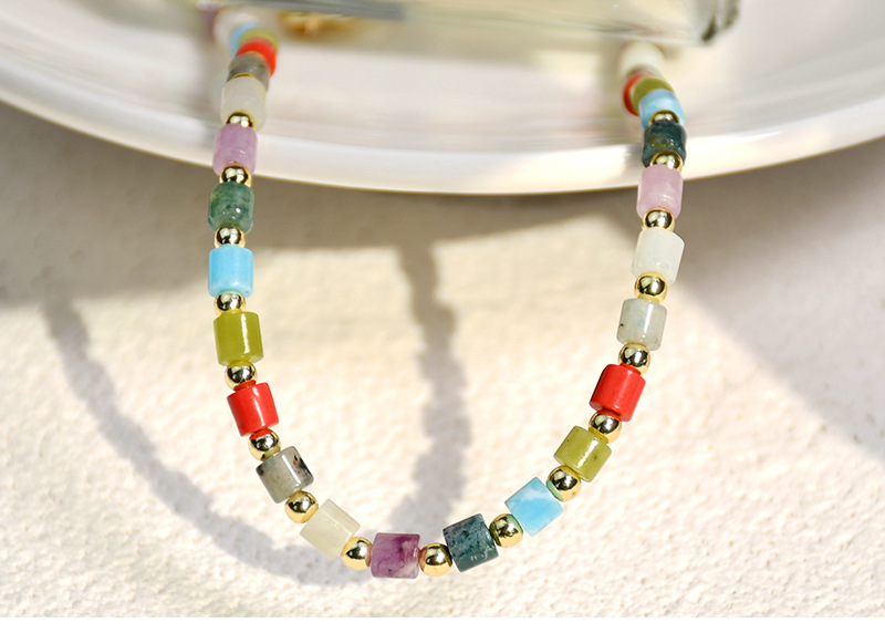 1 Piece Simple Style Geometric Multicolor Beaded Glass Patchwork Womenu0027S Necklace