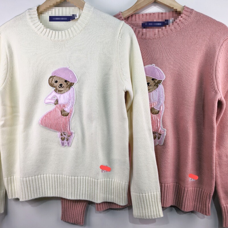 Cross-Border High-Quality Qr Code Scannable R*L Wool Cashmere Heavy-Duty Cartoon Popular Bear Autumn and Winter Sweater for Women 2025