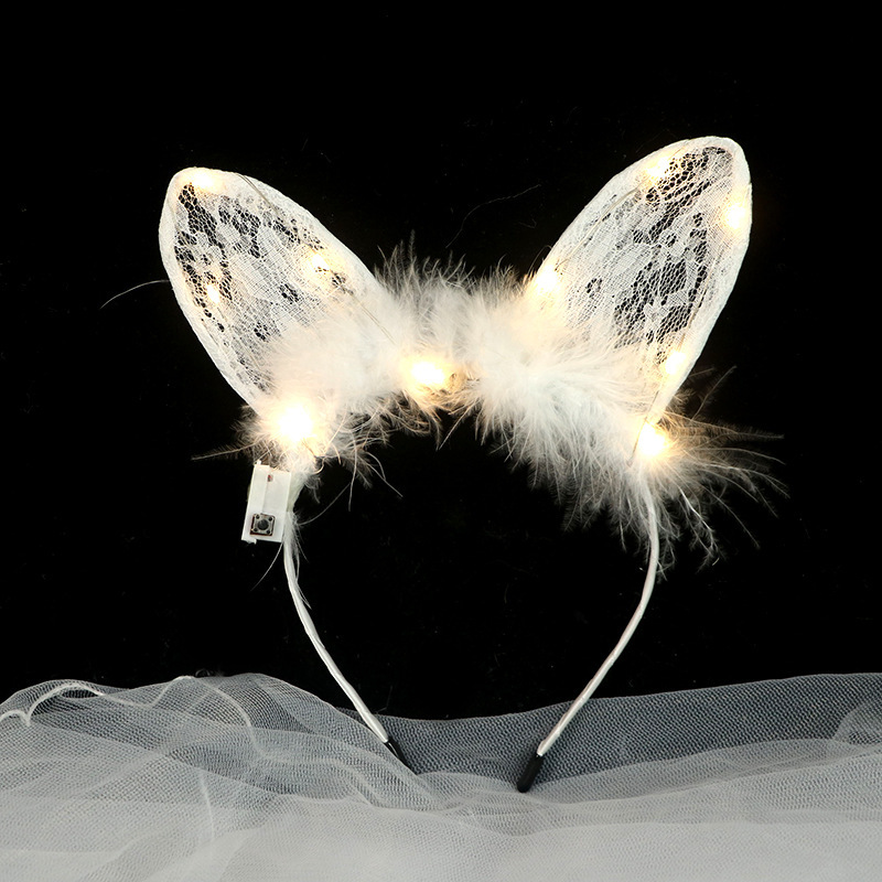 Brillante zorro orejas cinturón de cabello lámpara ángel cinturón de cabello super inmortal cinturón de cabello red rojo lindo gato orejas tocado plumas conejo
