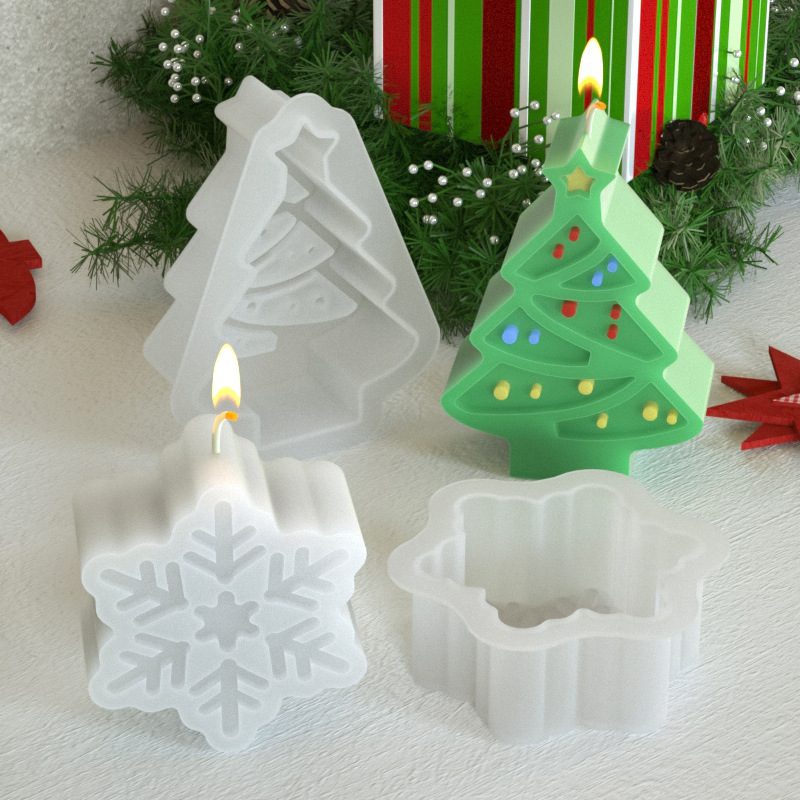 複数の平面クリスマスろうそくシリコン金型ヘラジカ雪だるまクリスマスツリー雪花樹脂滴金型クロスボーダー|undefined