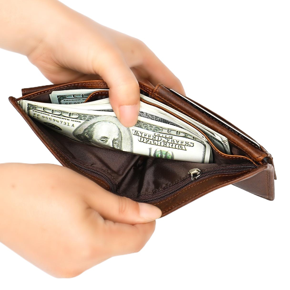 Cross-border retro Crazy Horse cowhide men's wallet order 2019 New genuine leather dollar bag horizontal RFID wallet