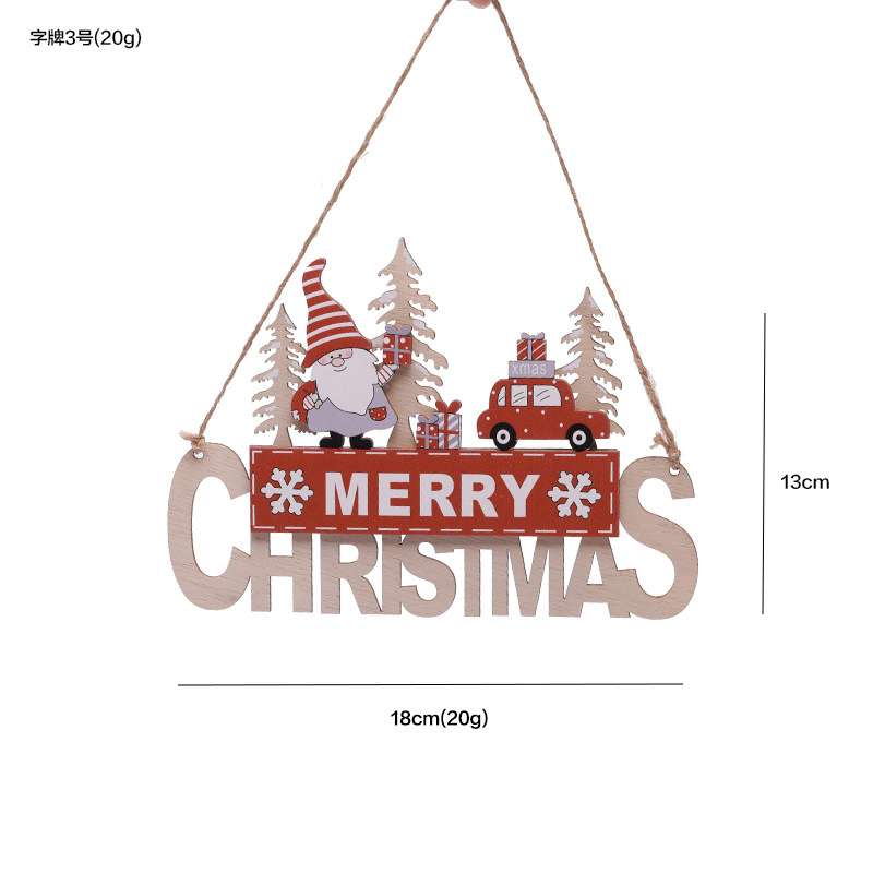 Venta caliente transfronteriza nuevo producto Papá Noel elfo placa de madera colgante XMAS feliz decoración de tarjetas de letras de Navidad