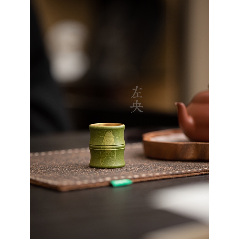 物语丨《夏蝉》创意盖置高端紫砂壶盖托黄铜复古手工功夫茶具配件