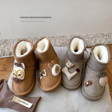 AB卡通冬季童鞋小童儿童雪地靴加绒加厚女童棉鞋短靴女孩宝宝靴子