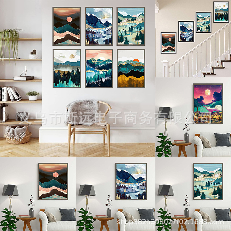 Amazon 5D diamond painting round diamond abstract landscape…