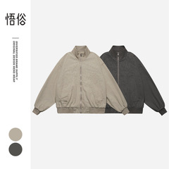 Neverules重磅帆布水洗做旧复古立领硬汉夹克男休闲春秋外套Q1083
