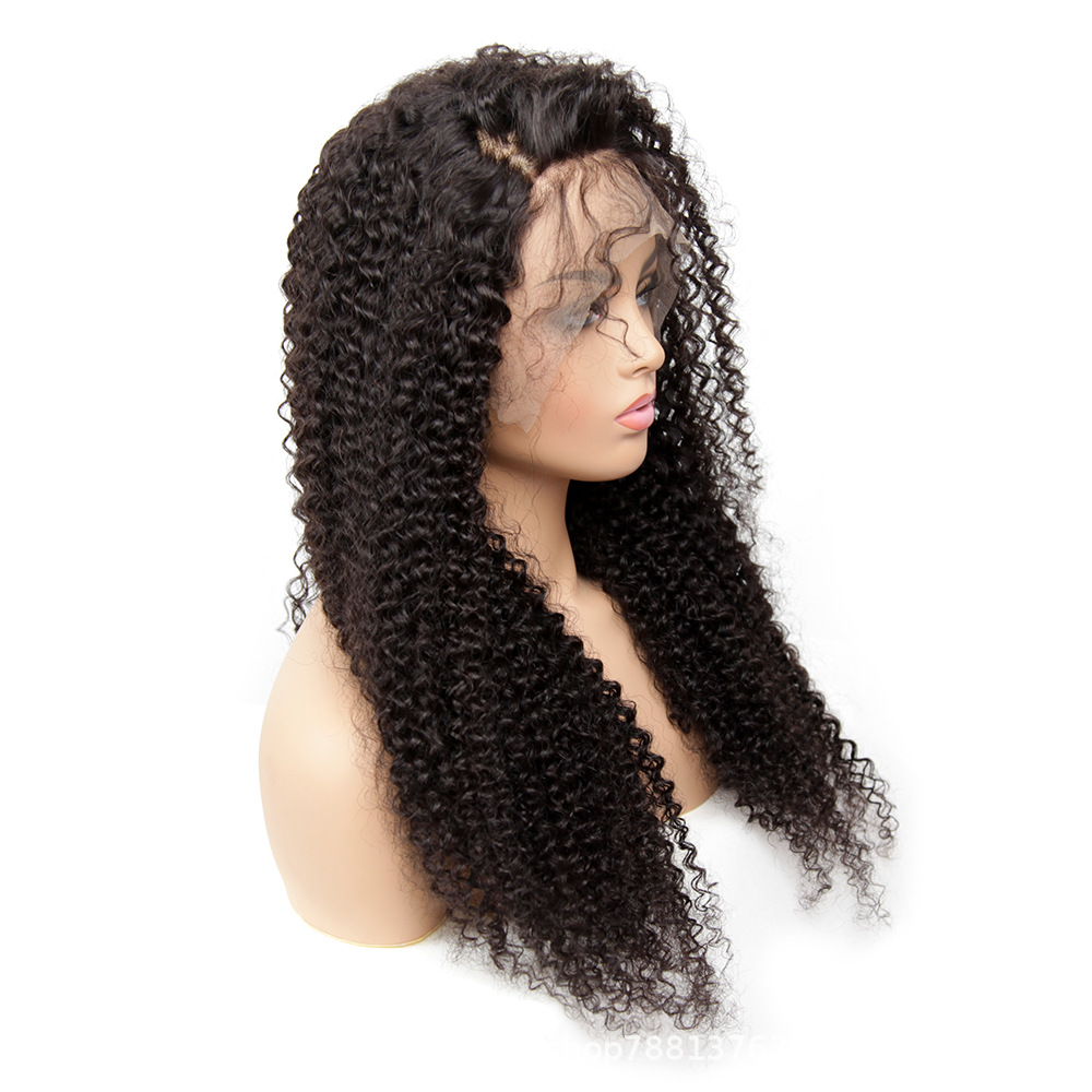 13x4 pelucas rizadas del cabello humano europeo y americano pelo humano real pelo rizado comercio exterior peluca cabeza cubierta