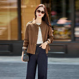 2025秋冬新款女装设计感小个子鹿皮绒时尚百搭立领休闲外套YL793