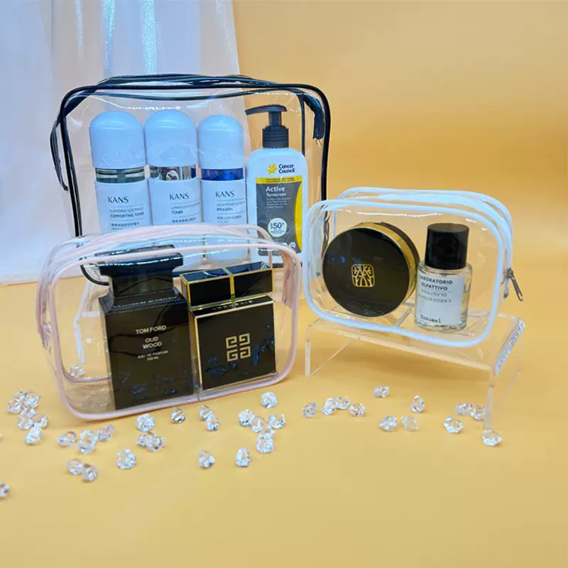 PVC洗漱化妆包 干湿分离防水ins风大容量加厚透明手提健身收纳包