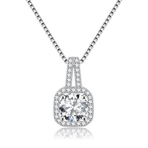 S925 sterling silver square diamond pendant necklace women's light luxury niche design clavicle chain  new versatile necklace