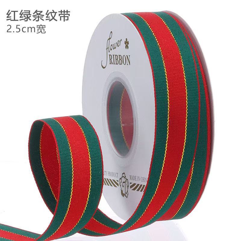 Transfronterizos de navidad cinta 2.5cm rojo y verde cinta decoración de navidad DIY caja de regalo embalaje cinta al por mayor
