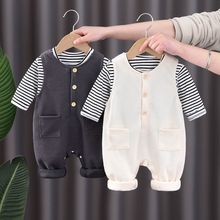 韩版婴儿衣服套装春季新款洋气婴童背带裤长袖男女宝宝春秋两件套