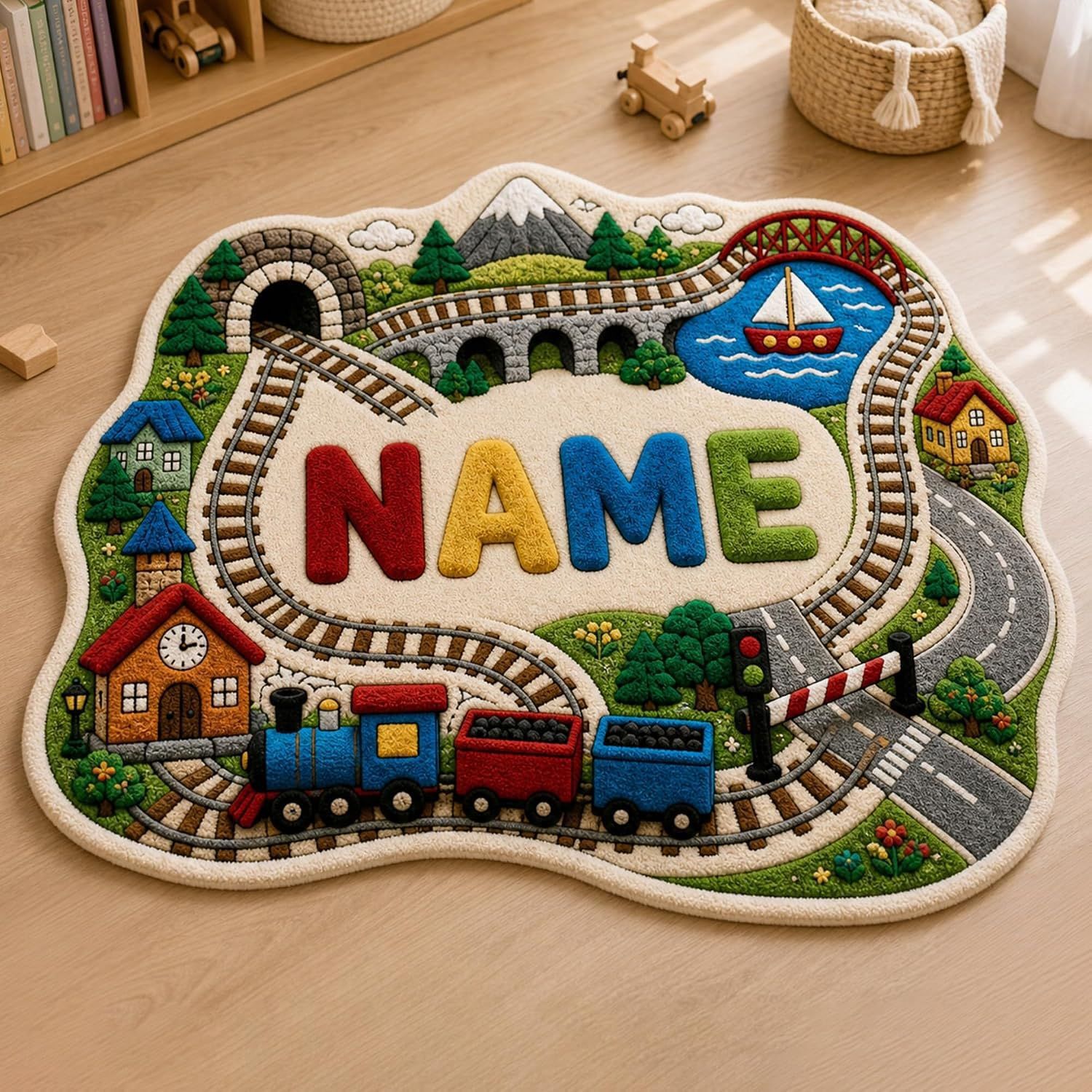 Cross-border cartoon-style faux cashmere irregular-shaped floor mat, non-slip, heat-insulating, gaming mat, thickened, soft, and skin-friendly bedside rug