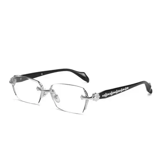 Men's Anti-Blue Light Reading Glasses with Diamond-Cut Edges, Frameless Business Presbyopia Glasses with Anti-Blue Light Certification