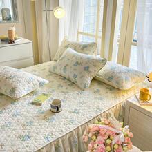 新款全棉床笠纯棉印花花边夹棉床裙式两件套三件套防尘隔脏保护套