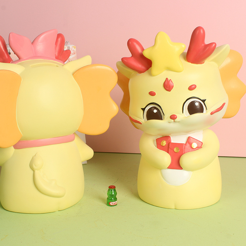 Nuevo dragón año Piggy Bank decoración de escritorio resistente a la caída lindo dragón de dibujos animados pequeño tesoro alcancía niños regalo personalización