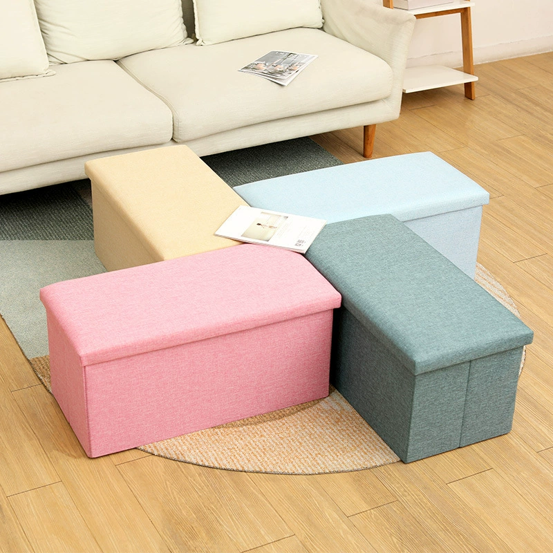 Оптовая продажа от производителя: хлопковый и льняной складной тканевый табурет для хранения, многофункциональный табурет-ящик для сидения и хранения.