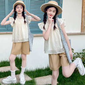 童装儿童套装2024新款夏季女童套装韩版时髦洋气休闲两件套中大童