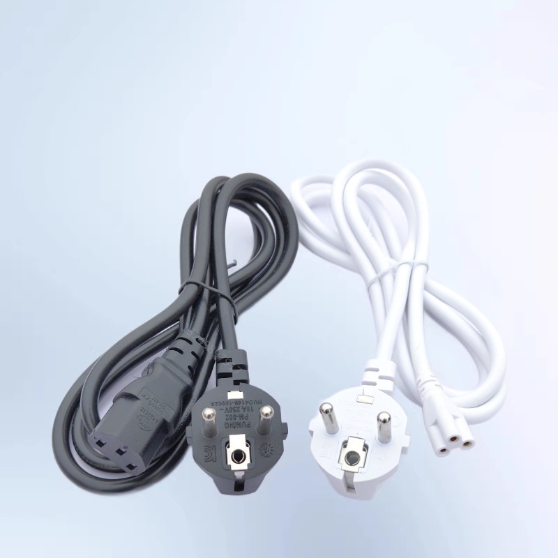 白色欧规三插电源线 韩国品字尾电脑线 0.75平方欧洲电热毯插头线