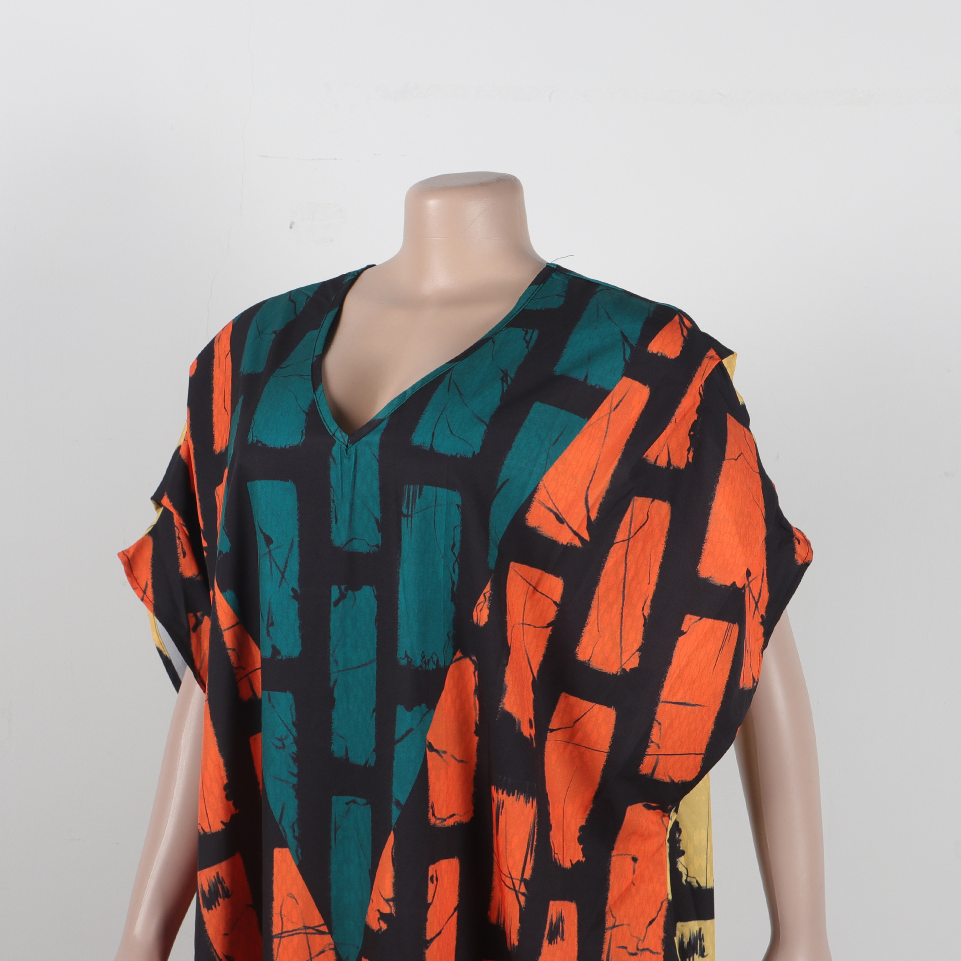 Sexy Slim Positioning Stitching Printing Color Contrast Loose Split Dress