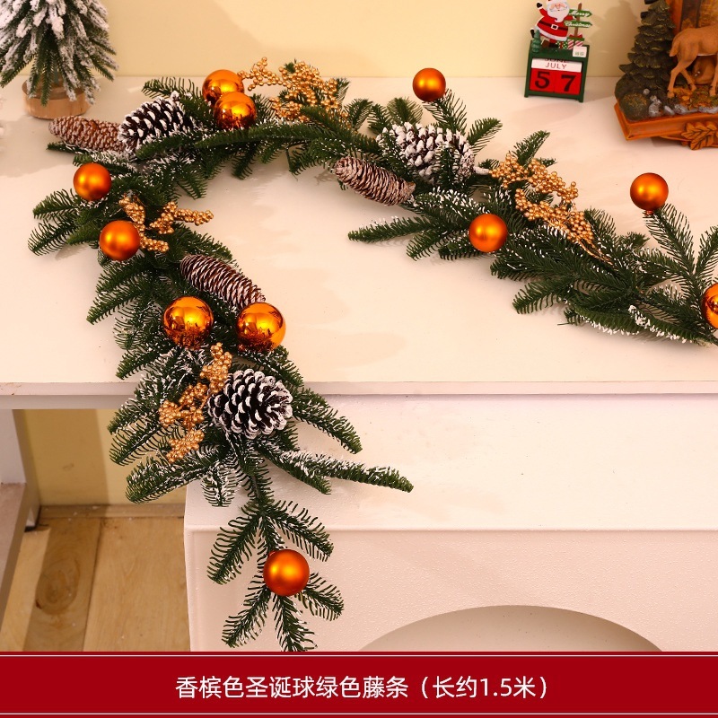 跨境圣诞装饰门挂落雪圣诞节装饰藤条摆件装饰品挂件商场场景布置|undefined