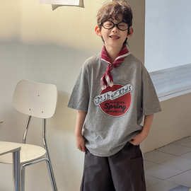 男童夏季衣服短袖圆领T恤美式潮酷宽松运动夏装跨境爆款童装