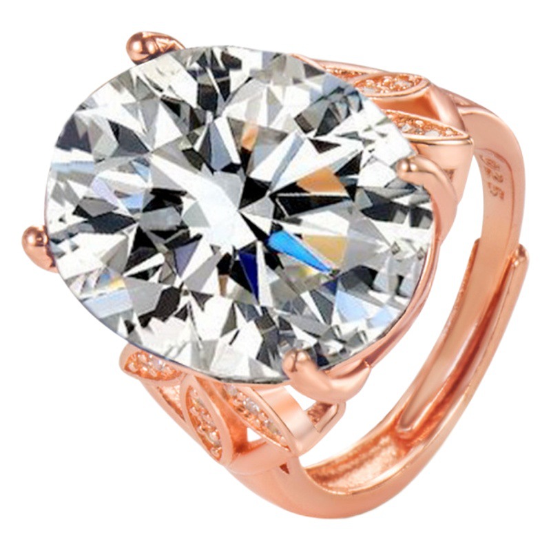 Live Hot Sale Clover Inlaid Crystal Zirconium Ring Plated 18K Gold Diamond Inlaid White Diamond Jewelry Banquet Ring