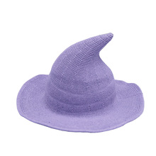 帽子女韩版女巫帽尖顶大檐帽棉纱针织巫师帽礼帽可折叠盆帽渔夫帽